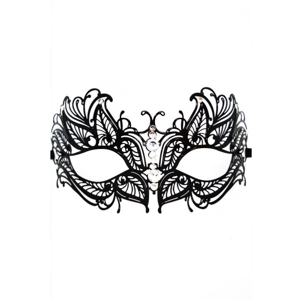 Masque vénitien Greta rigide noir avec strass  